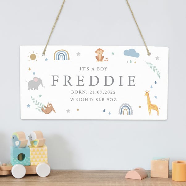 Personalised Safari Animals Wooden Sign image 1 of 4