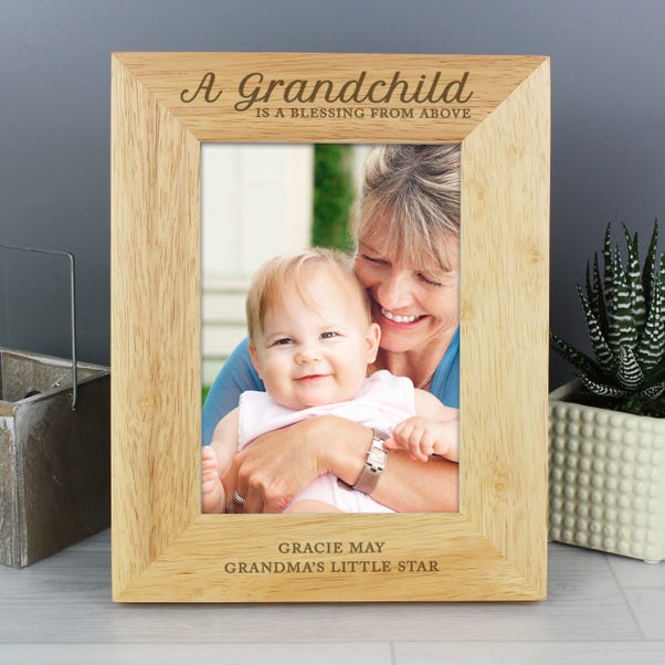 Personalised A Grandchild is a Blessing Light Wood Portrait Photo Frame image 1 of 6