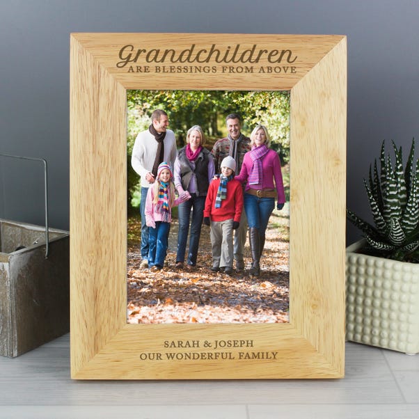 Personalised Grandchildren are a Blessing Light Wood Portrait Photo Frame image 1 of 5