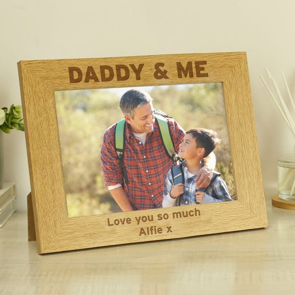 Personalised Daddy and Me Light Wood Landscape Photo Frame image 1 of 4