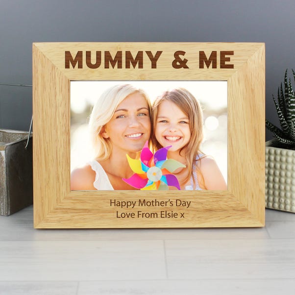 Personalised Mummy and Me Light Wood Landscape Photo Frame image 1 of 3