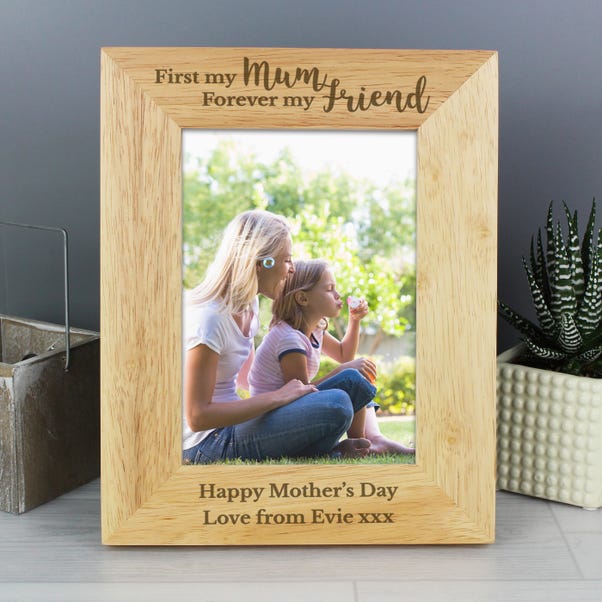Personalised First My Mum Forever My Friend Light Wood Portrait Photo Frame image 1 of 6