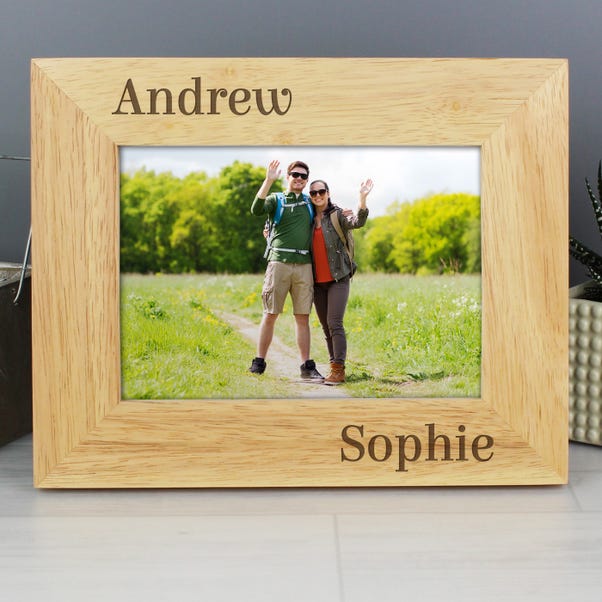 Personalised Couples Light Wood Landscape Photo Frame image 1 of 5