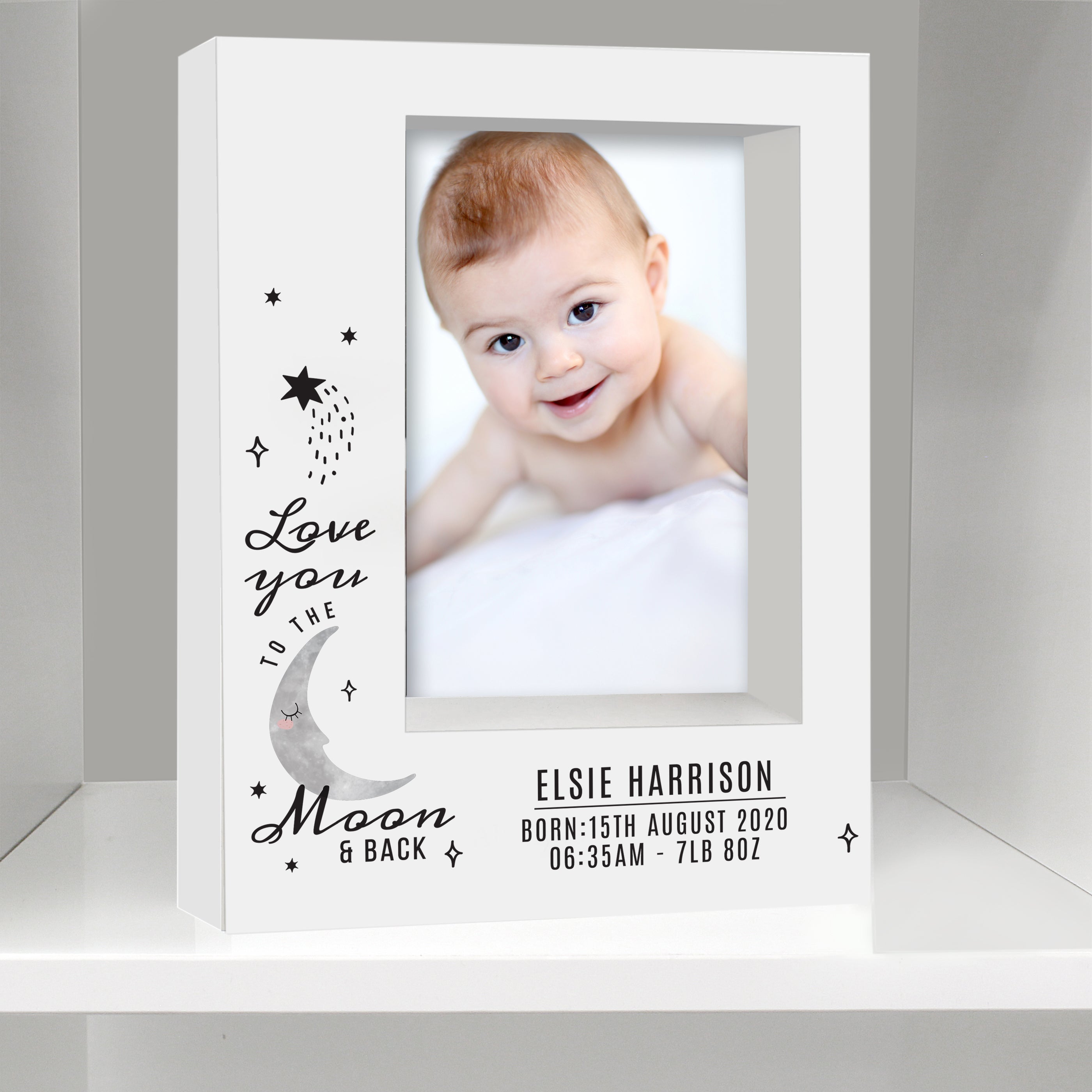  Personalised Baby To The Moon and Back Portrait Box Photo Frame 