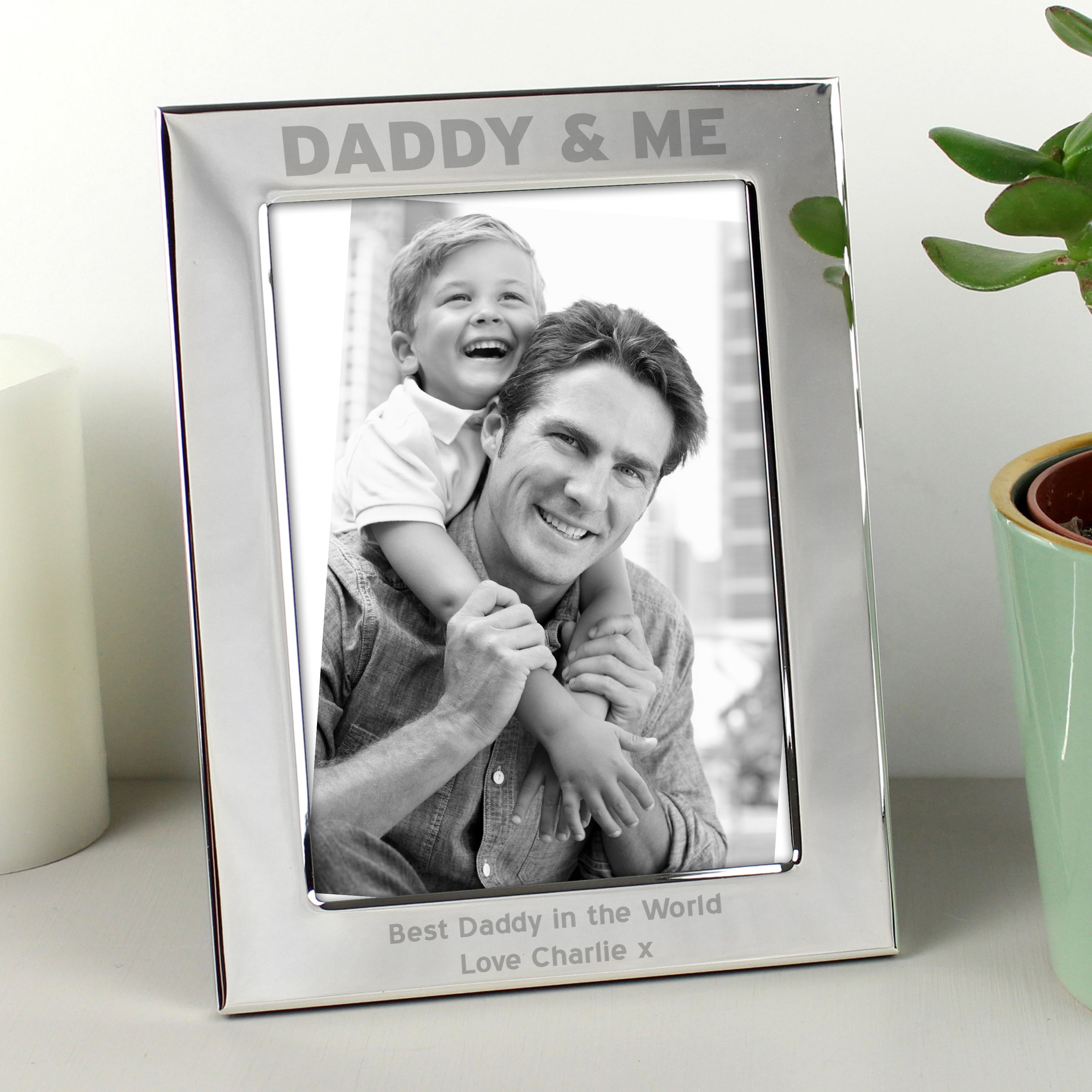  Personalised Silver Daddy and Me Portrait Photo Frame 