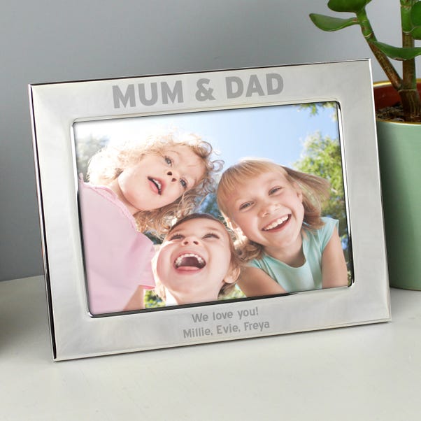  Personalised Silver Mum and Dad Portrait Photo Frame  image 1 of 3