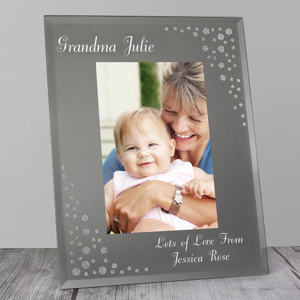  Personalised Classic Diamante Glass Portrait Photo Frame  image 1 of 6