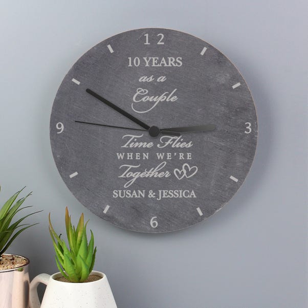 Personalised Anniversary Slate Wall Clock image 1 of 5