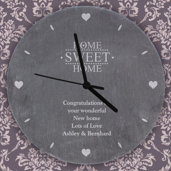 Personalised Home Sweet Home Slate Wall Clock image 1 of 3