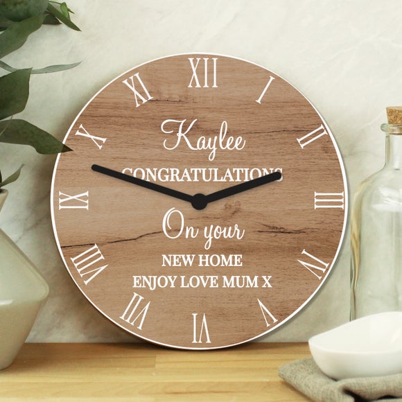 Personalised Message Wood Effect Wall Clock
