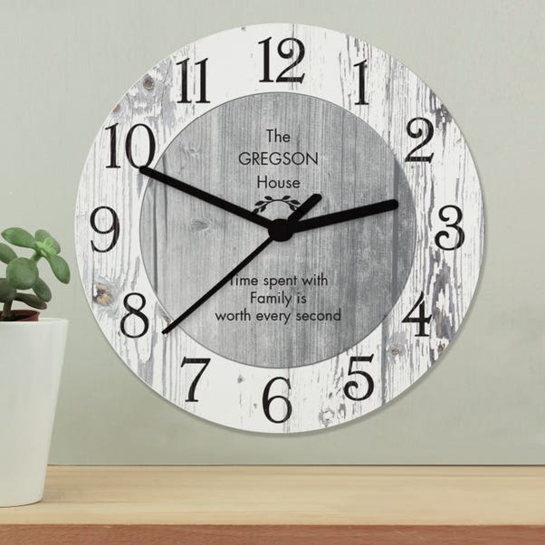 Personalised Message Shabby Chic Large Wooden Wall Clock image 1 of 5