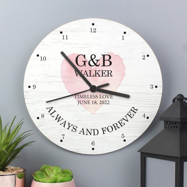 Personalised Couples Wooden Wall Clock image 1 of 5