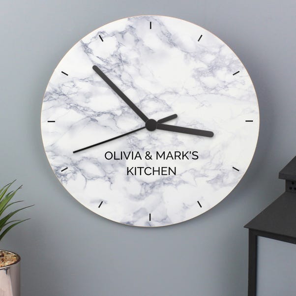 Personalised Marble Effect Wooden Wall Clock image 1 of 5