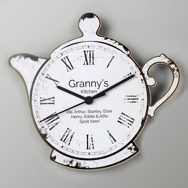 Personalised Teapot Shape Wooden Wall Clock image 1 of 5