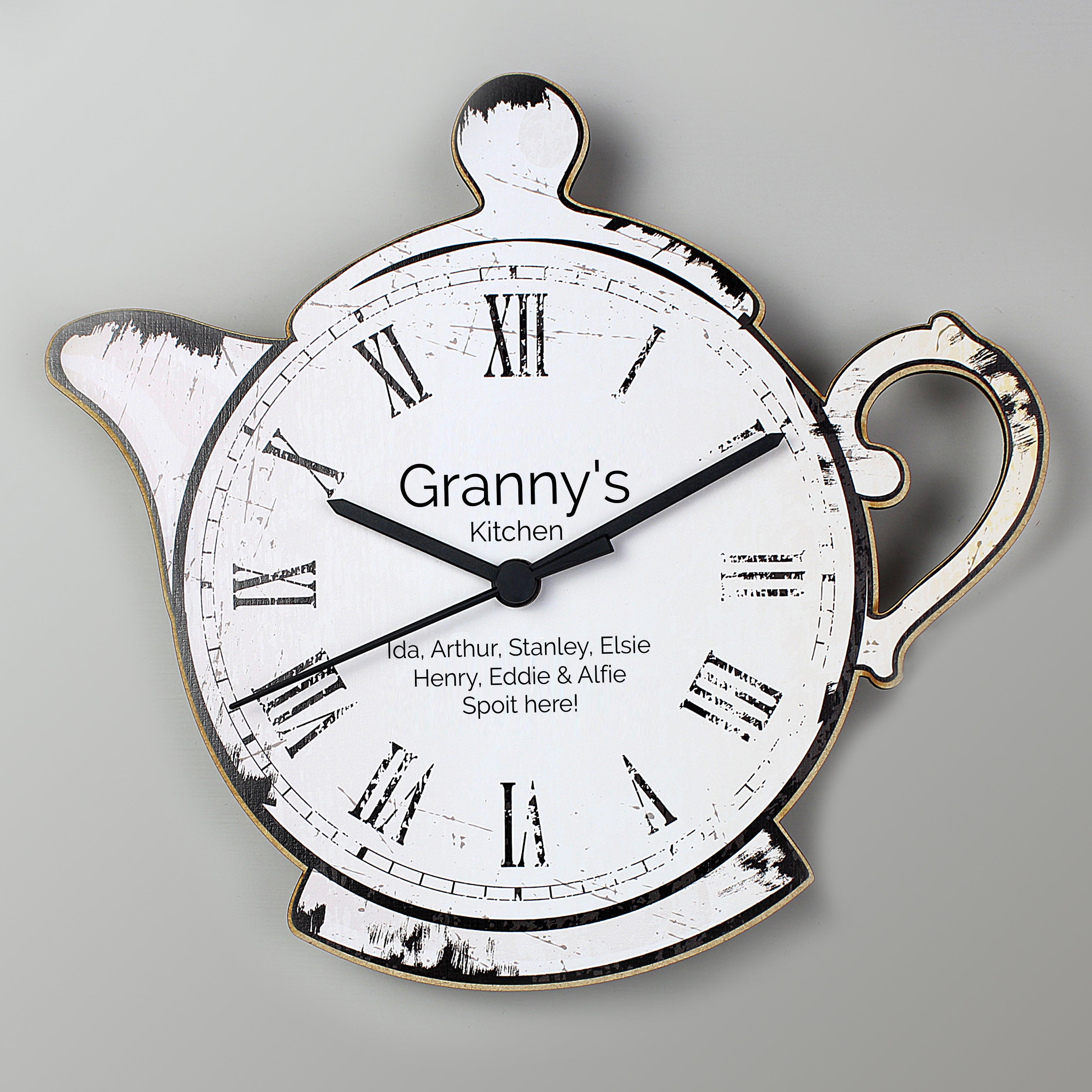 Personalised Teapot Shape Wooden Wall Clock