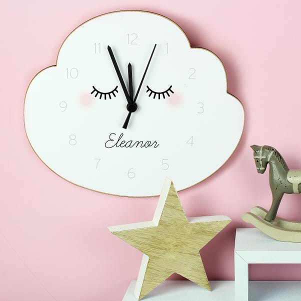Personalised Eyelash Cloud Shape Wooden Wall Clock image 1 of 5