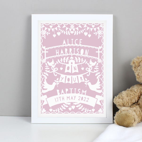 Personalised Pink Papercut Style Framed Print image 1 of 4