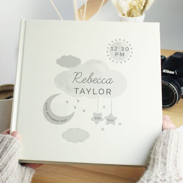  Personalised New Baby Moon and Stars Square Photo Album  image 1 of 7