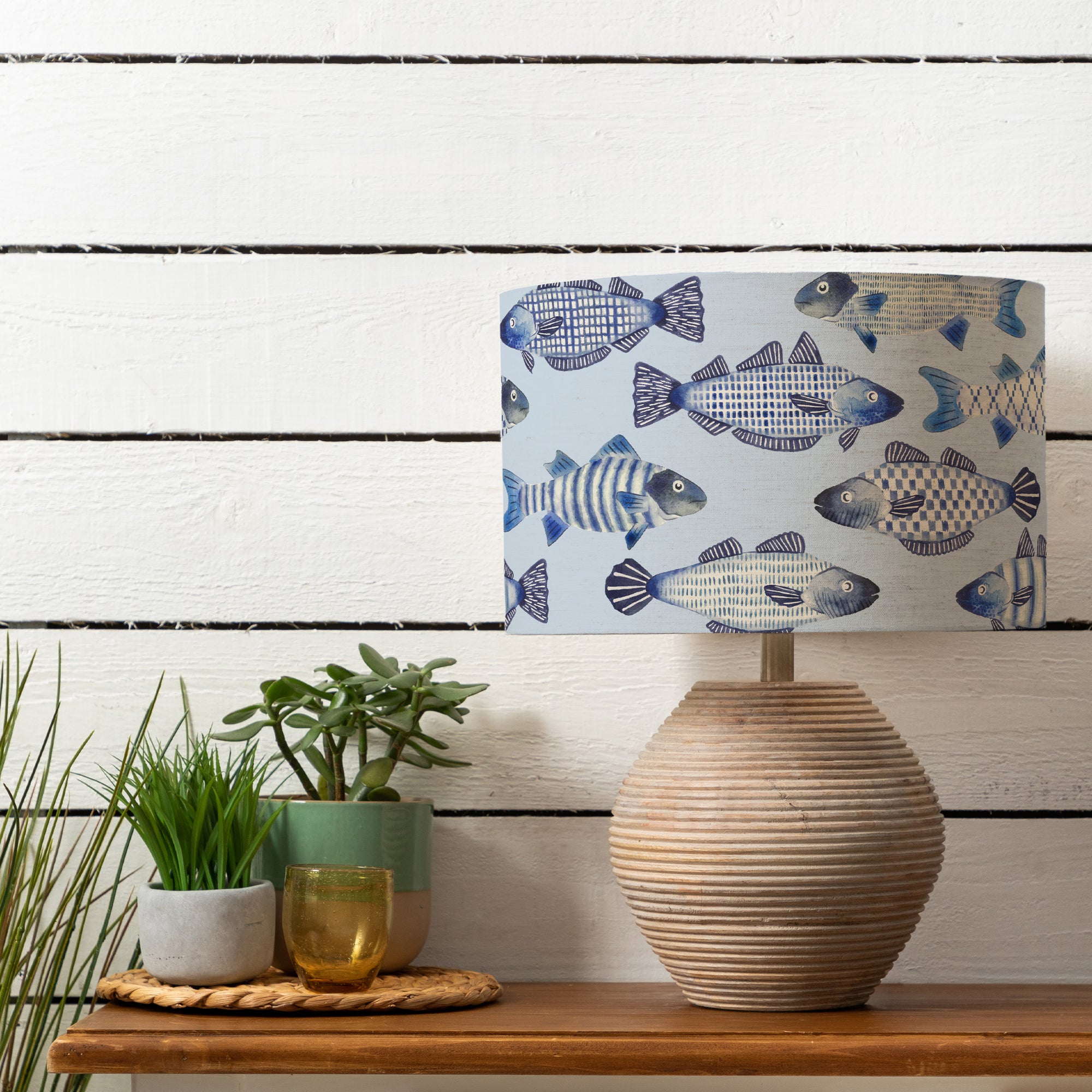 Cerys Table Lamp With Cove Shade Cobalt Blue