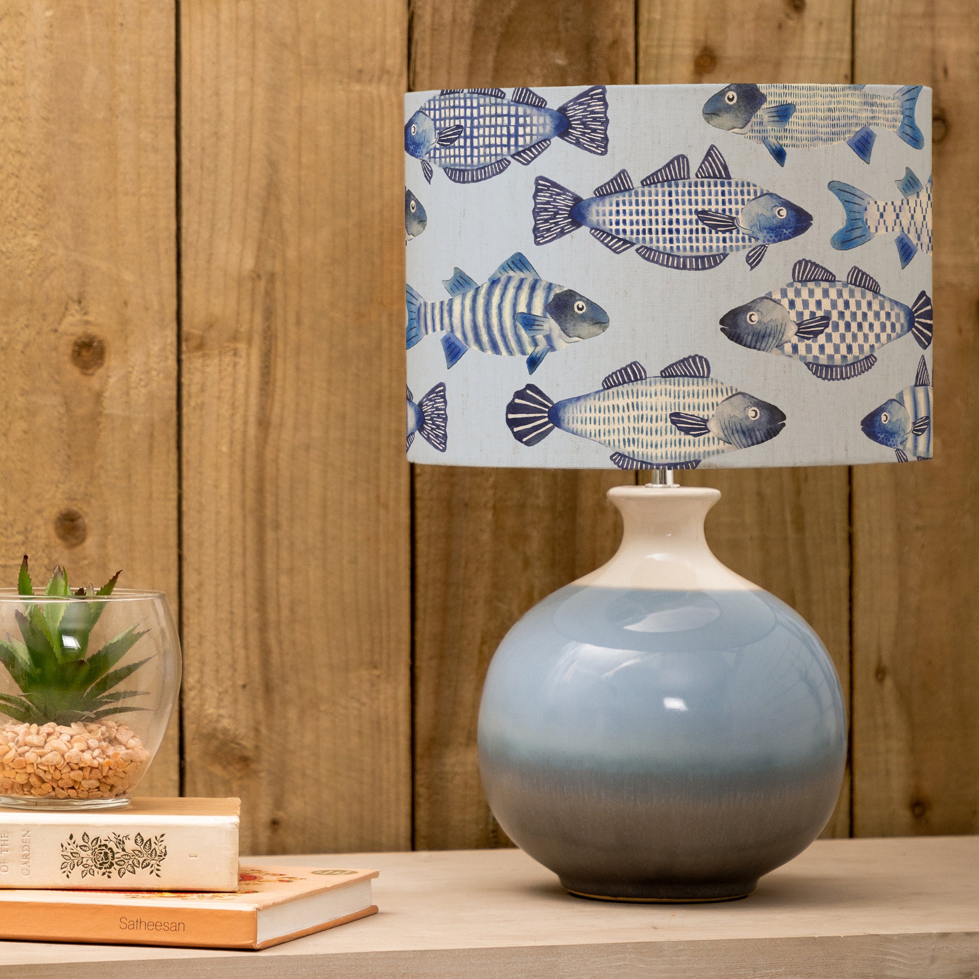 Neso Table Lamp with Cove Shade Cobalt Blue