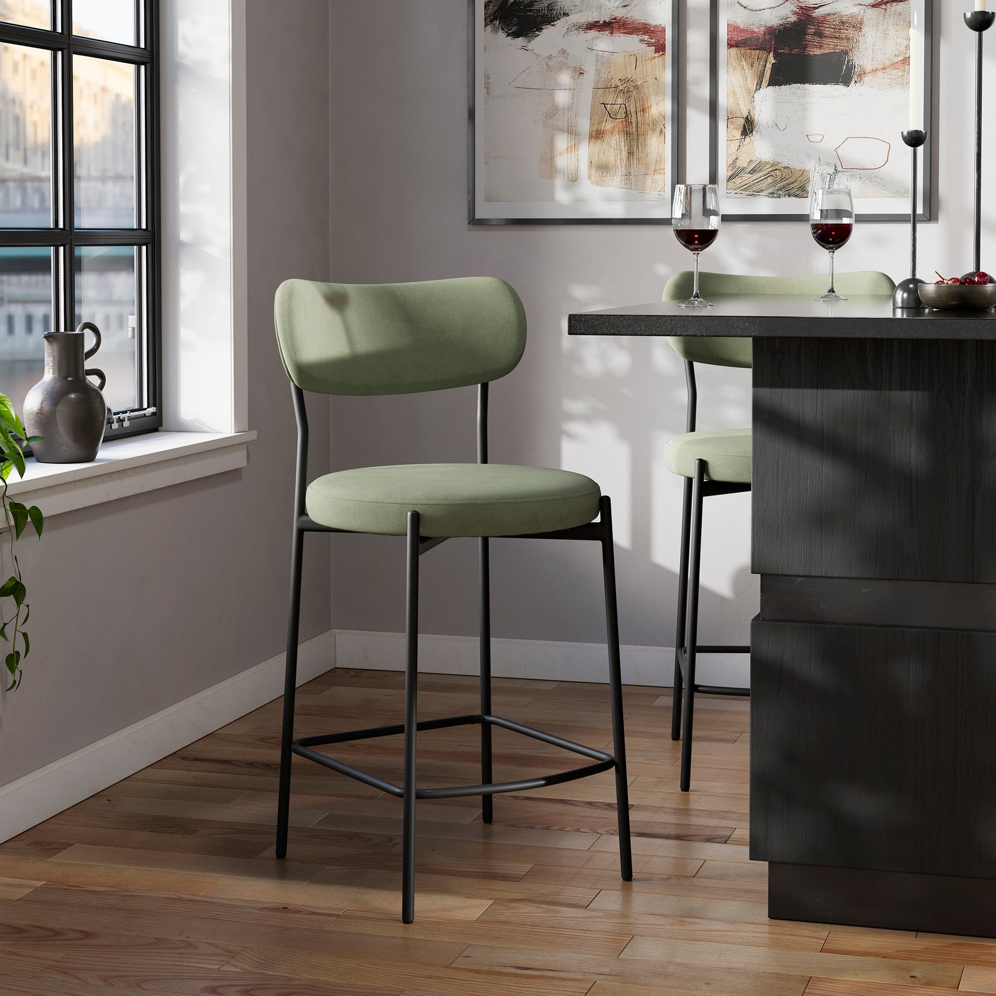 Laine Velvet Bar Stool Sage