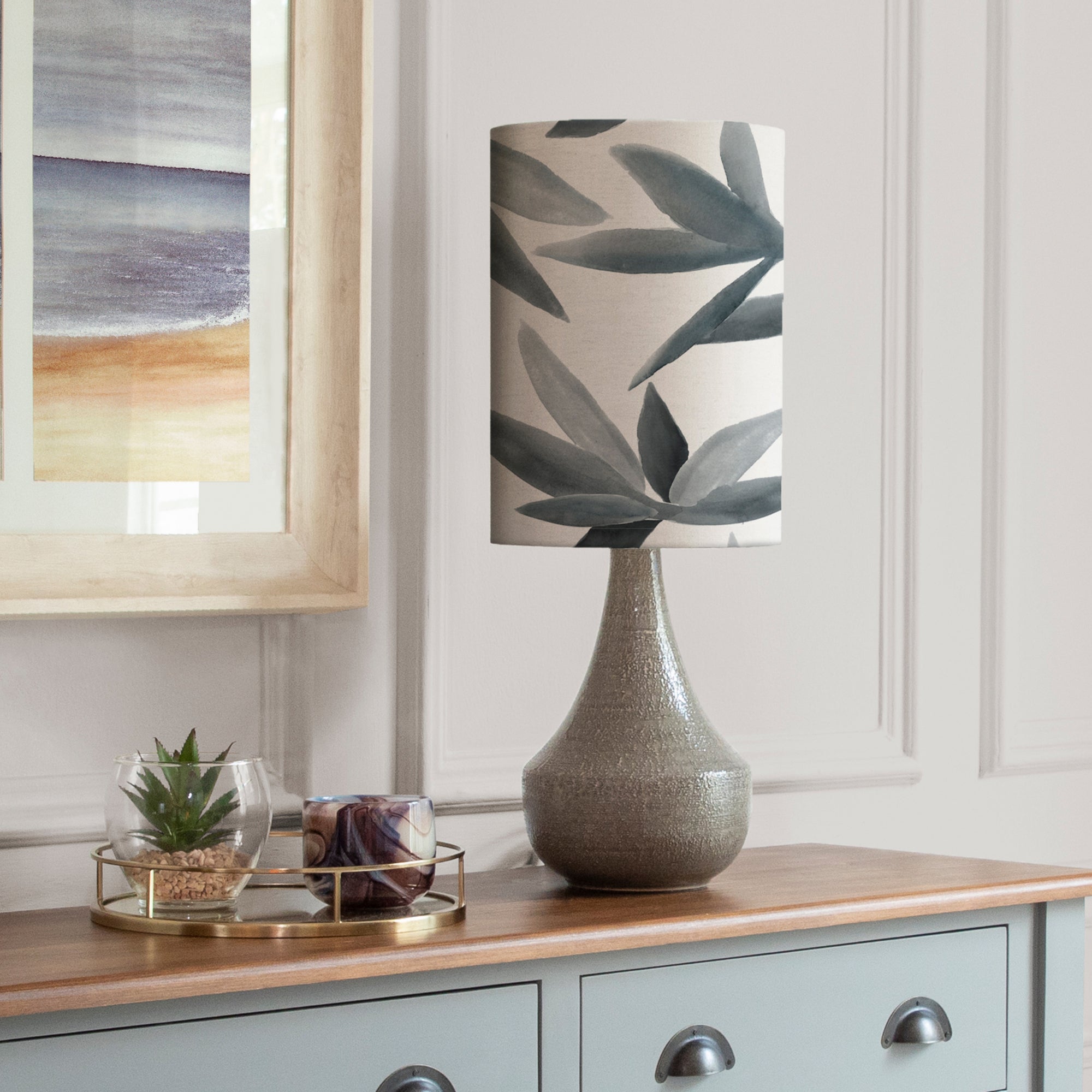 Agri Table Lamp With Silverwood Shade Silverwood Blue Grey