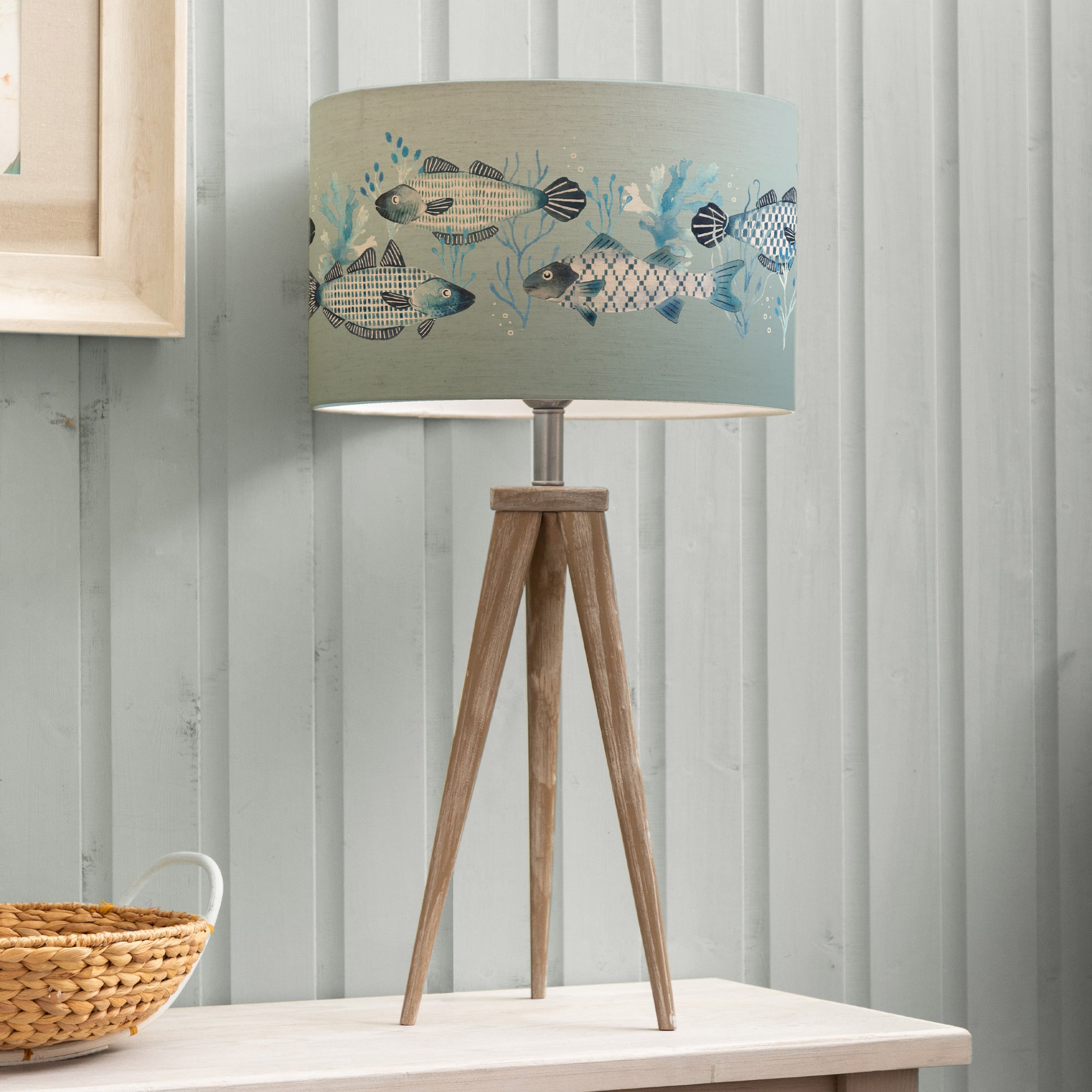 Aratus Tripod Table Lamp With Barbeau Shade Seafoam Blue