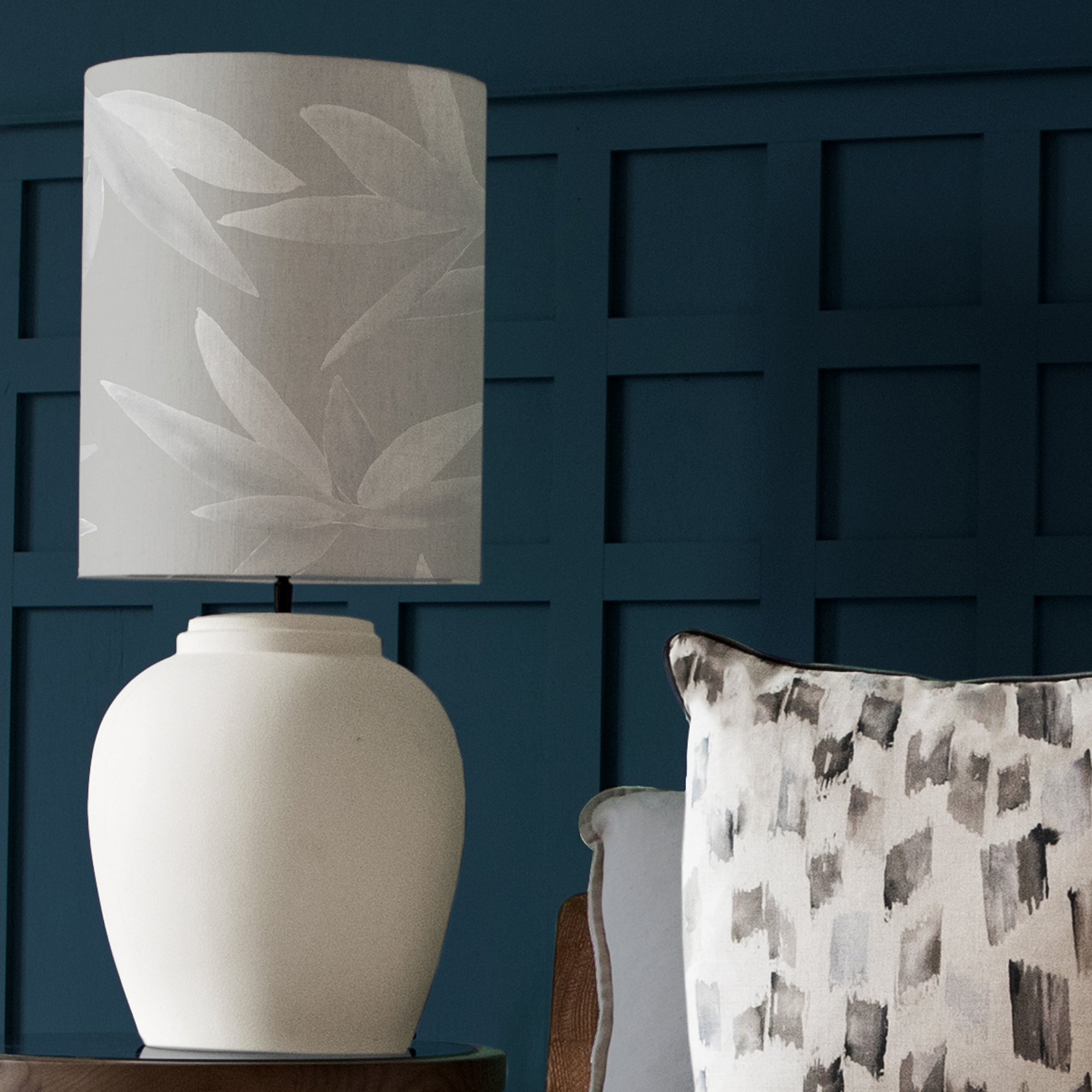 Evora Table Lamp with Silverwood Shade Silverwood Light Grey