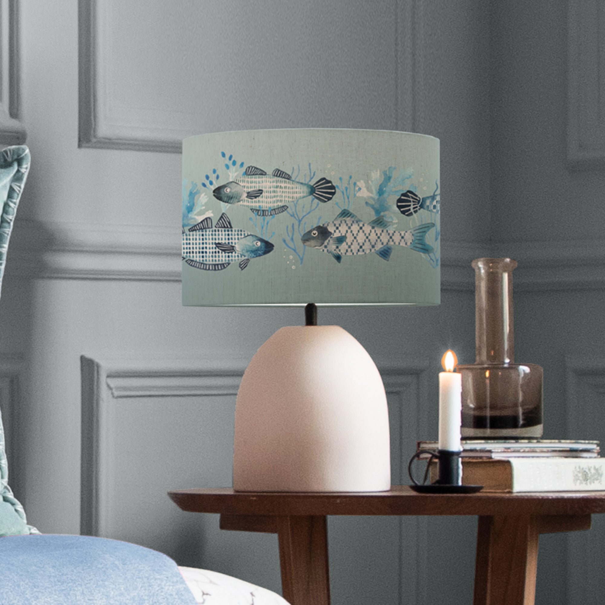 Larissa Table Lamp With Barbeau Shade Seafoam Blue