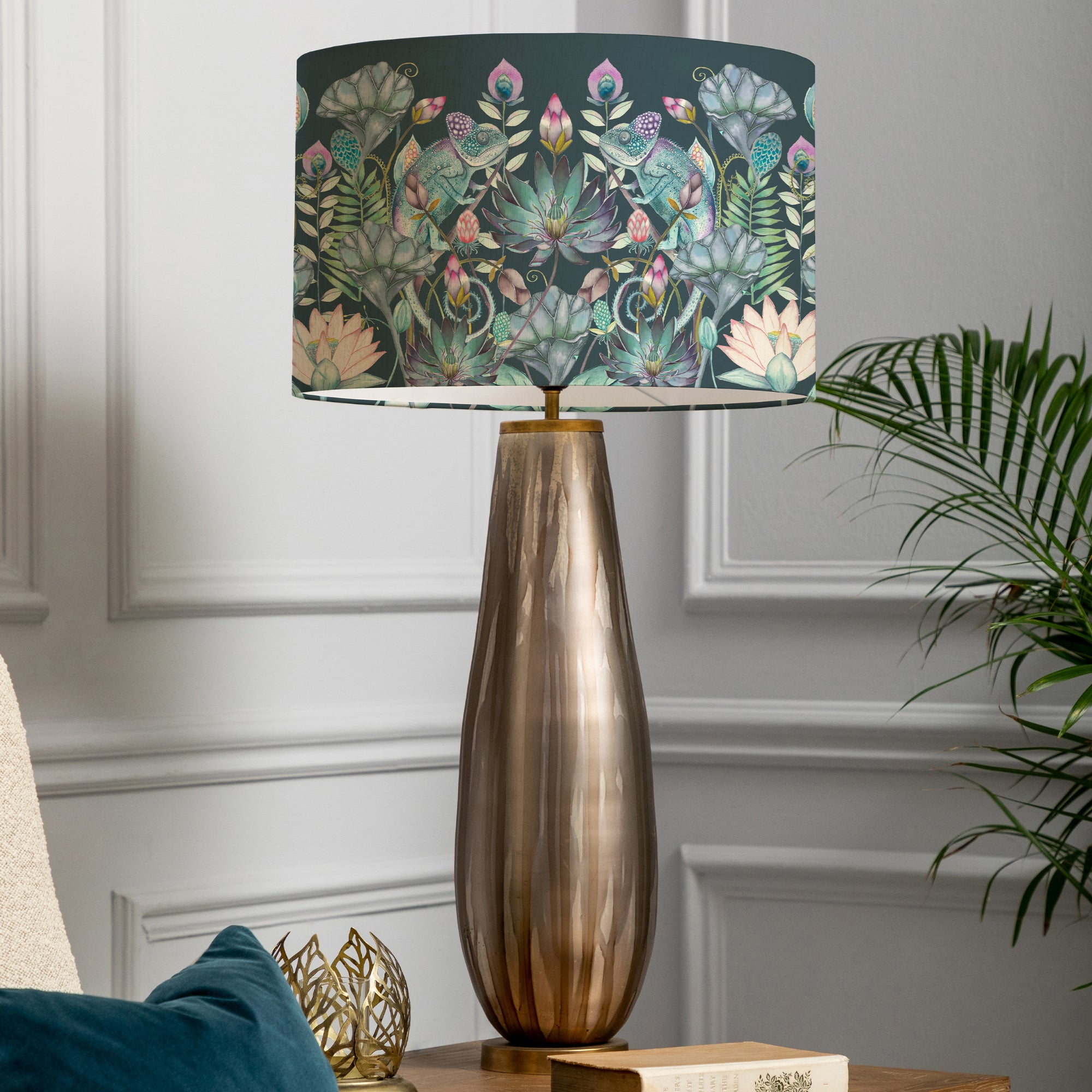 Minerva Table Lamp With Osawi Shade Osawi Emerald Green