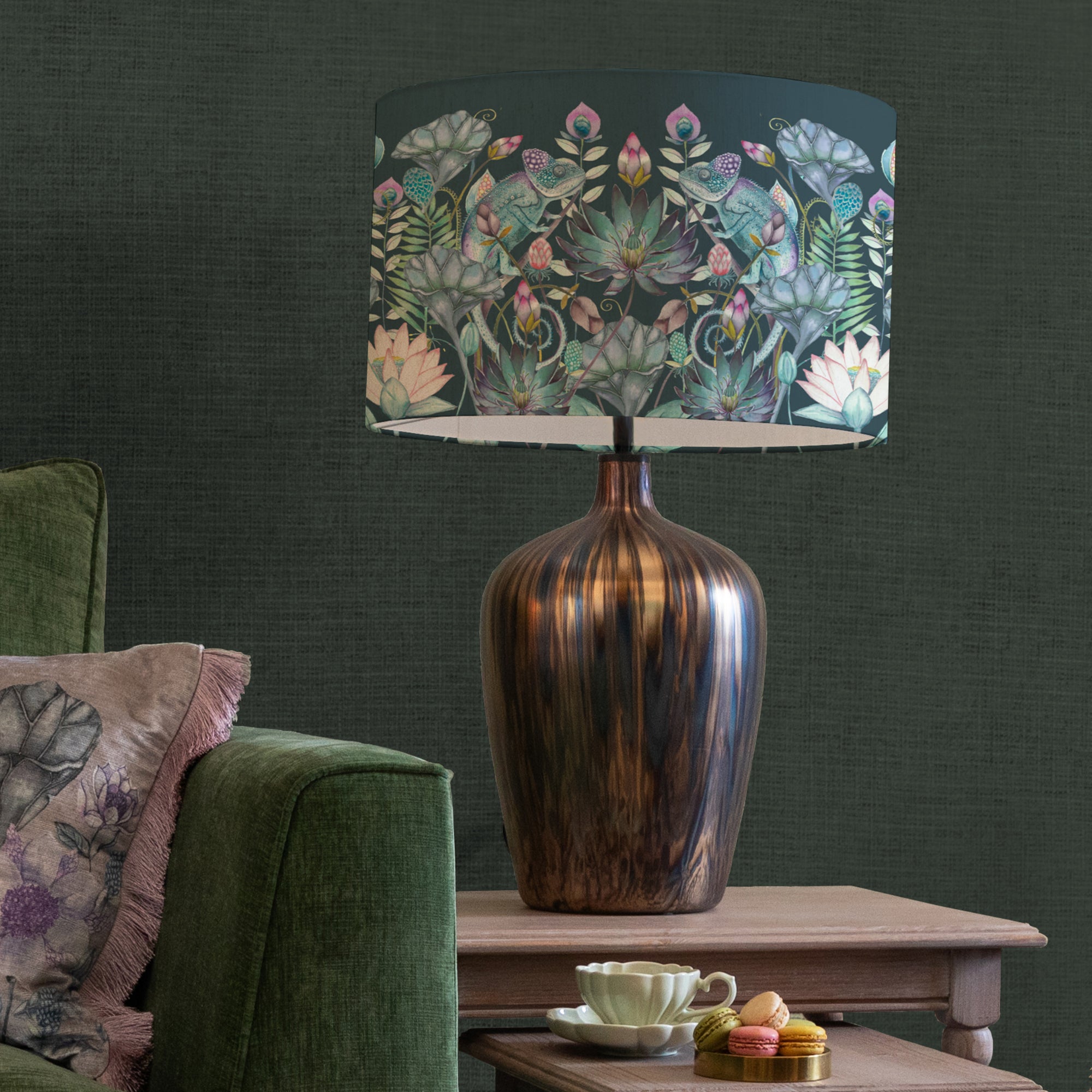 Olywn Table Lamp With Osawi Shade Osawi Emerald Green