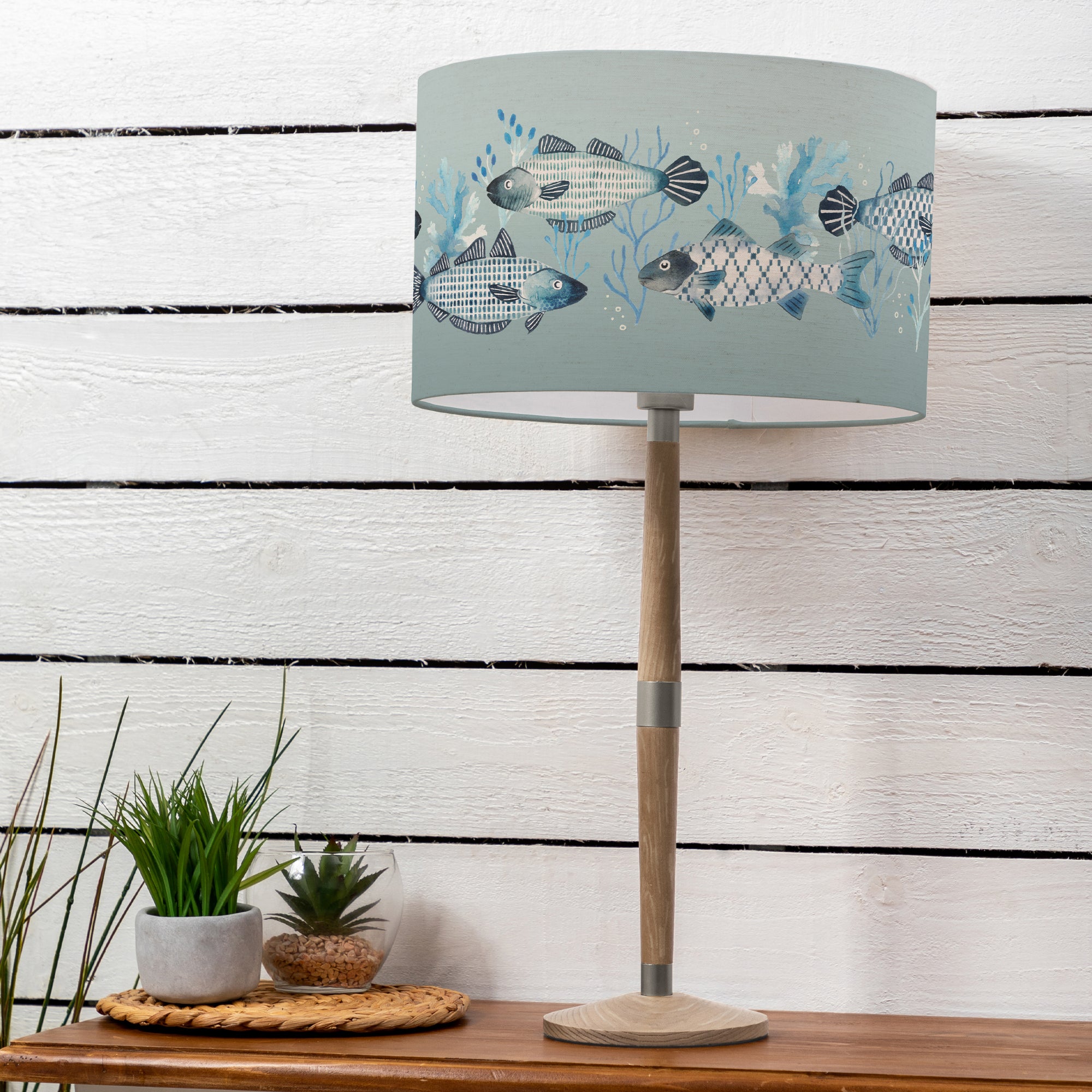 Solensis Large Table Lamp with Barbeau Shade Seafoam (Blue)