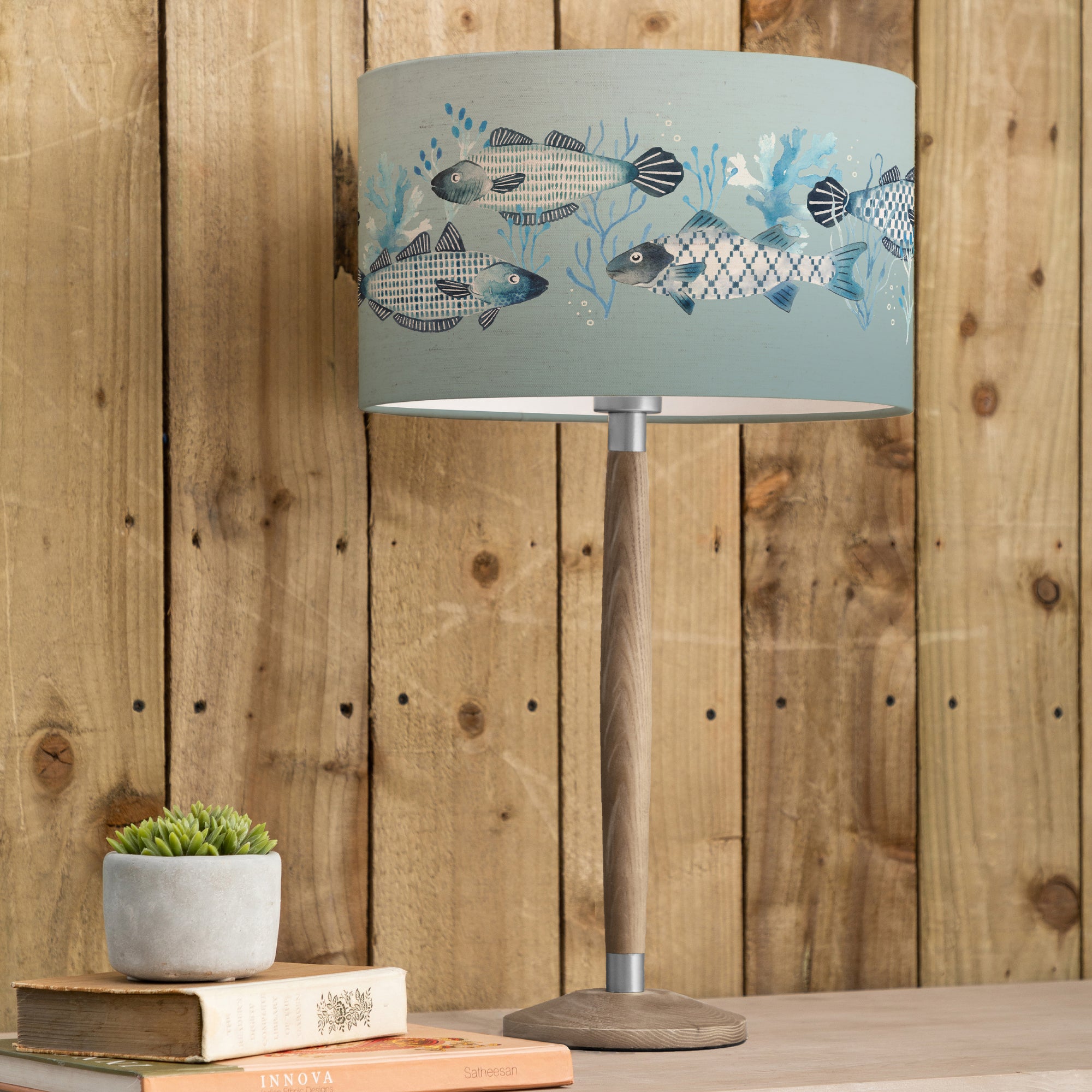 Solensis Table Lamp with Barbeau Shade Seafoam (Blue)