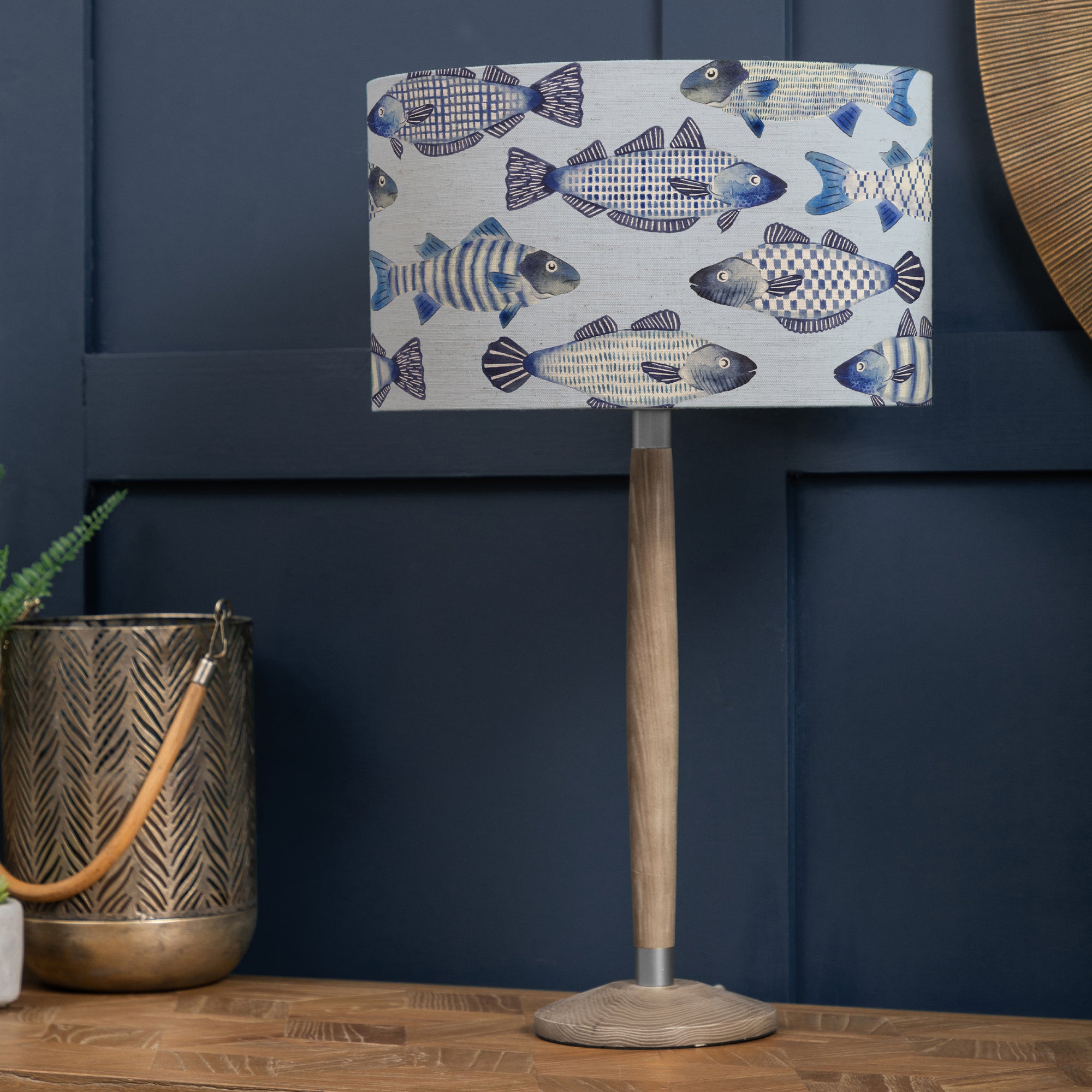 Solensis Table Lamp with Cove Shade Cobalt Blue