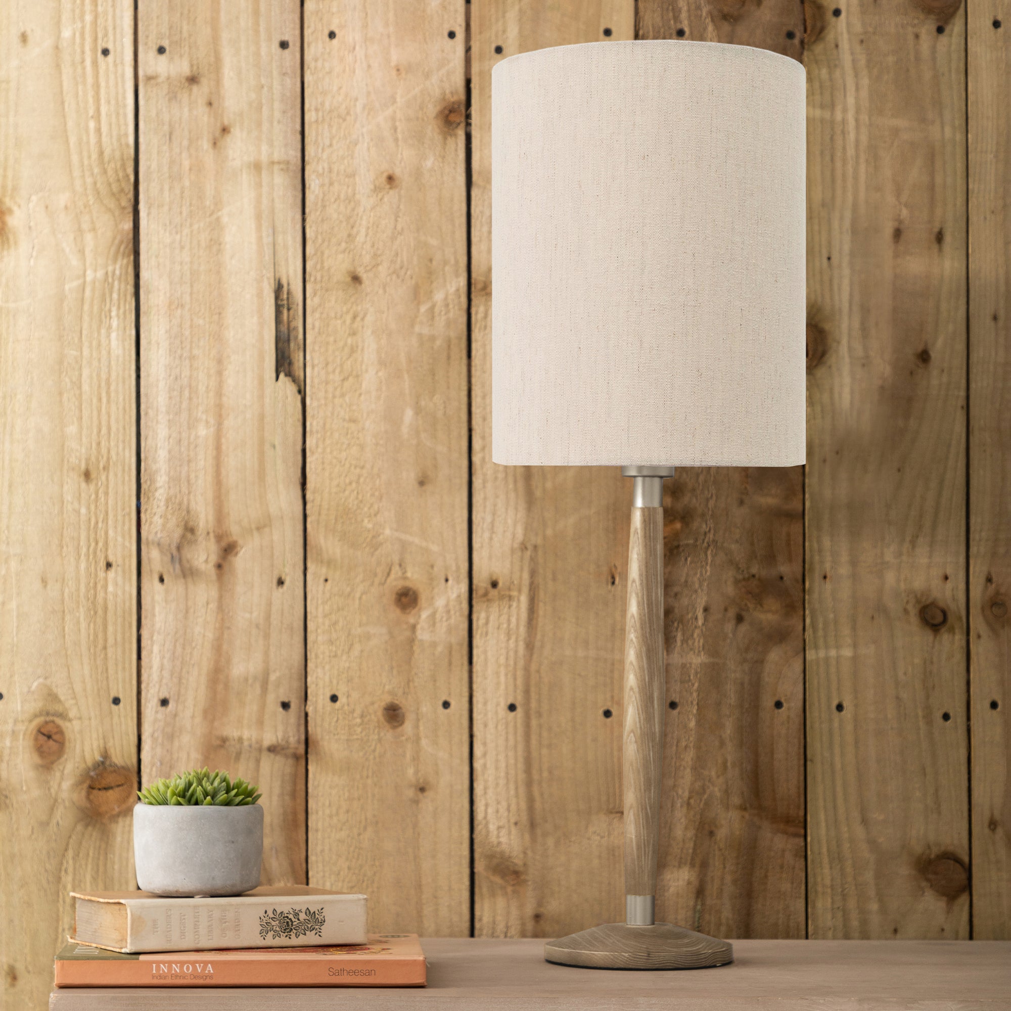 Solensis Table Lamp With Plain Shade Linen Cream