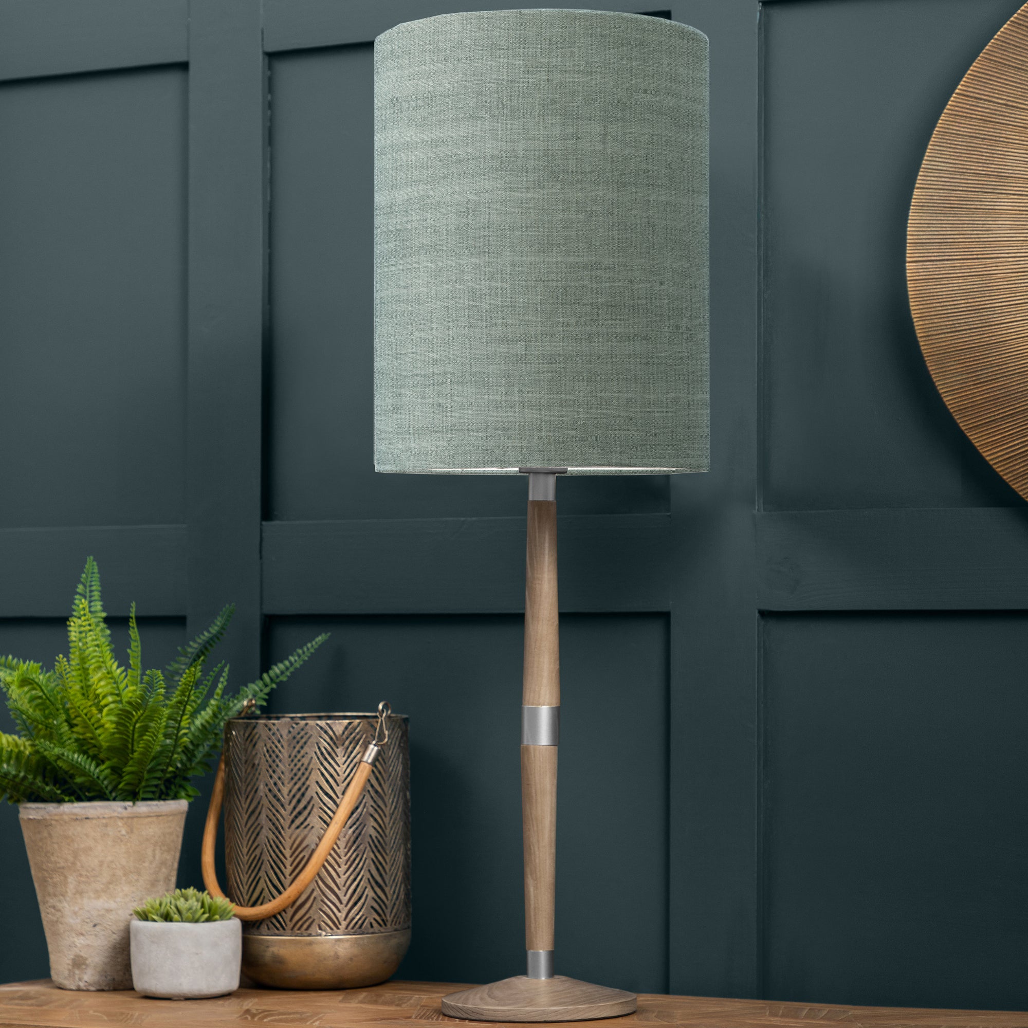 Solensis Table Lamp With Textured Shade Textured Anna Frost Grey