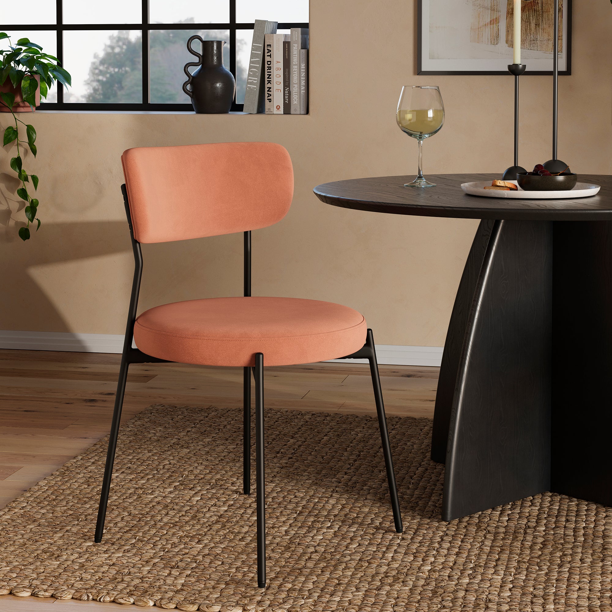 Laine Velvet Dining Chair Clay Red