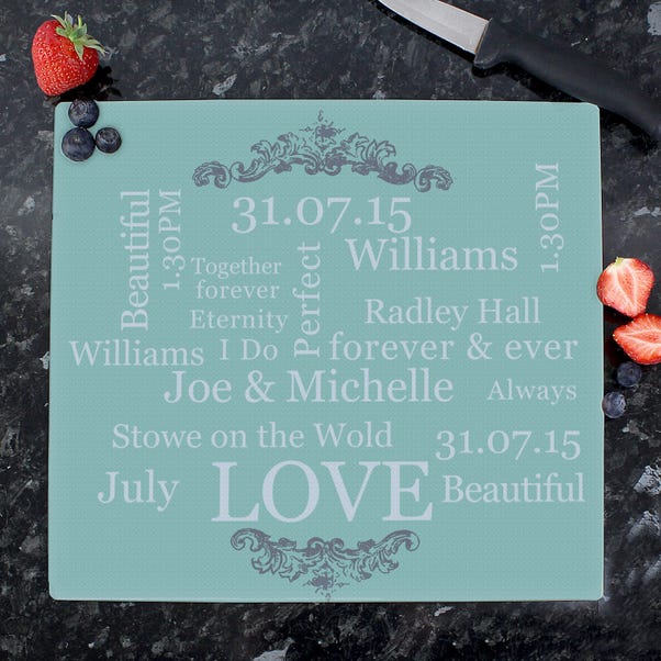  Personalised Typography Glass Worktop Saver  image 1 of 3
