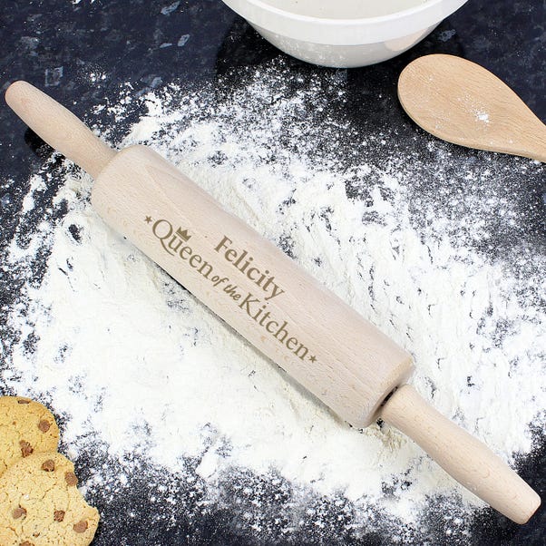  Personalised Queen of the Kitchen Wooden Rolling Pin  image 1 of 3