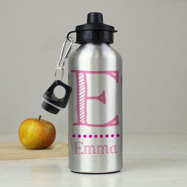  Personalised Name Silver Drinks Bottle Pink image 1 of 4