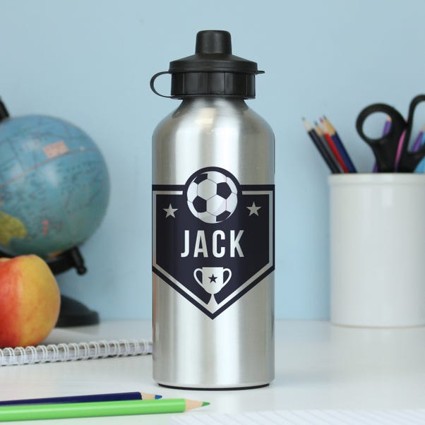  Personalised Football Silver Drinks Bottle  image 1 of 5