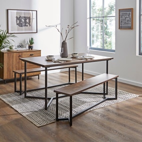 Brayden 6 Seater Rectangular Dining Table with 2 Benches