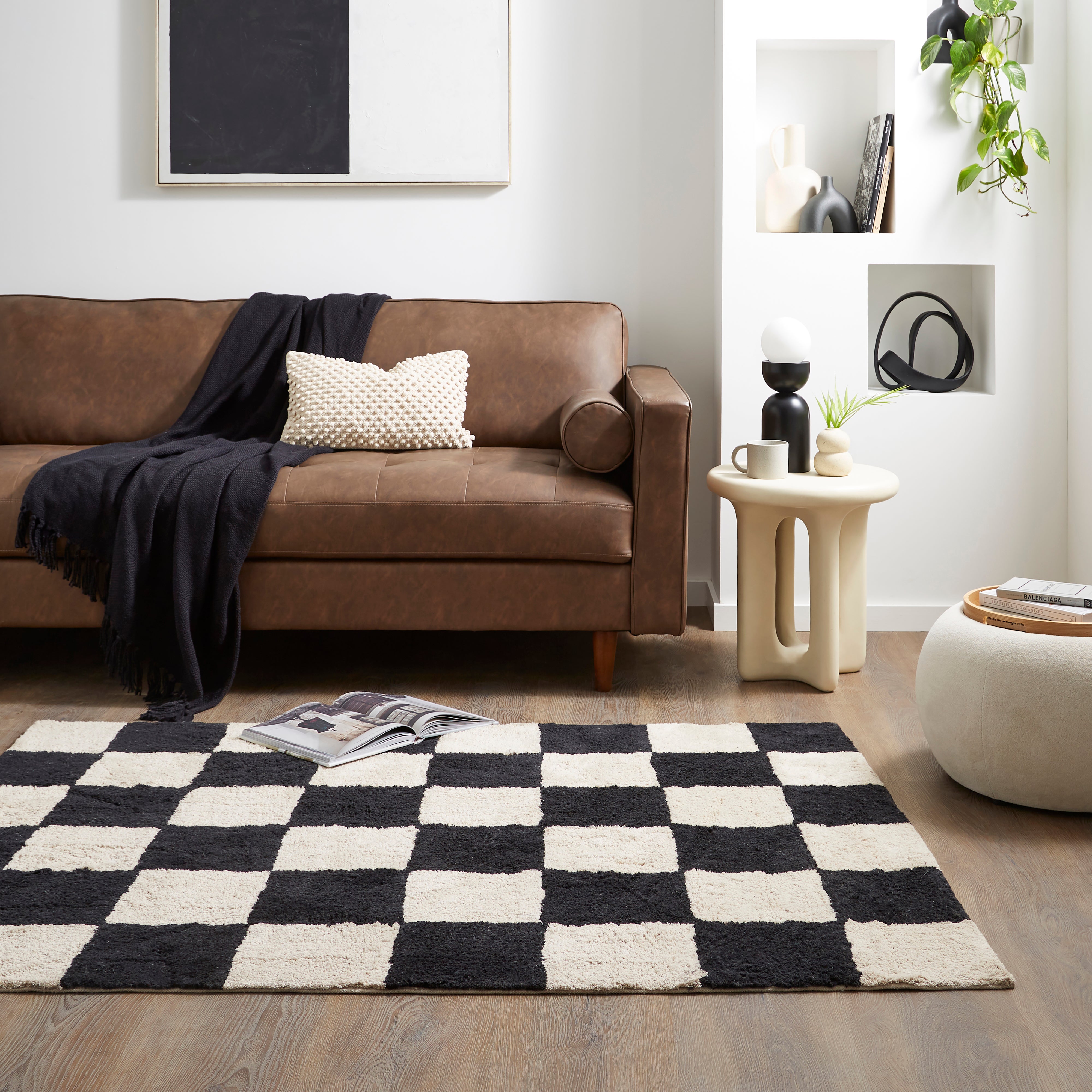 Checkerboard Rug Black