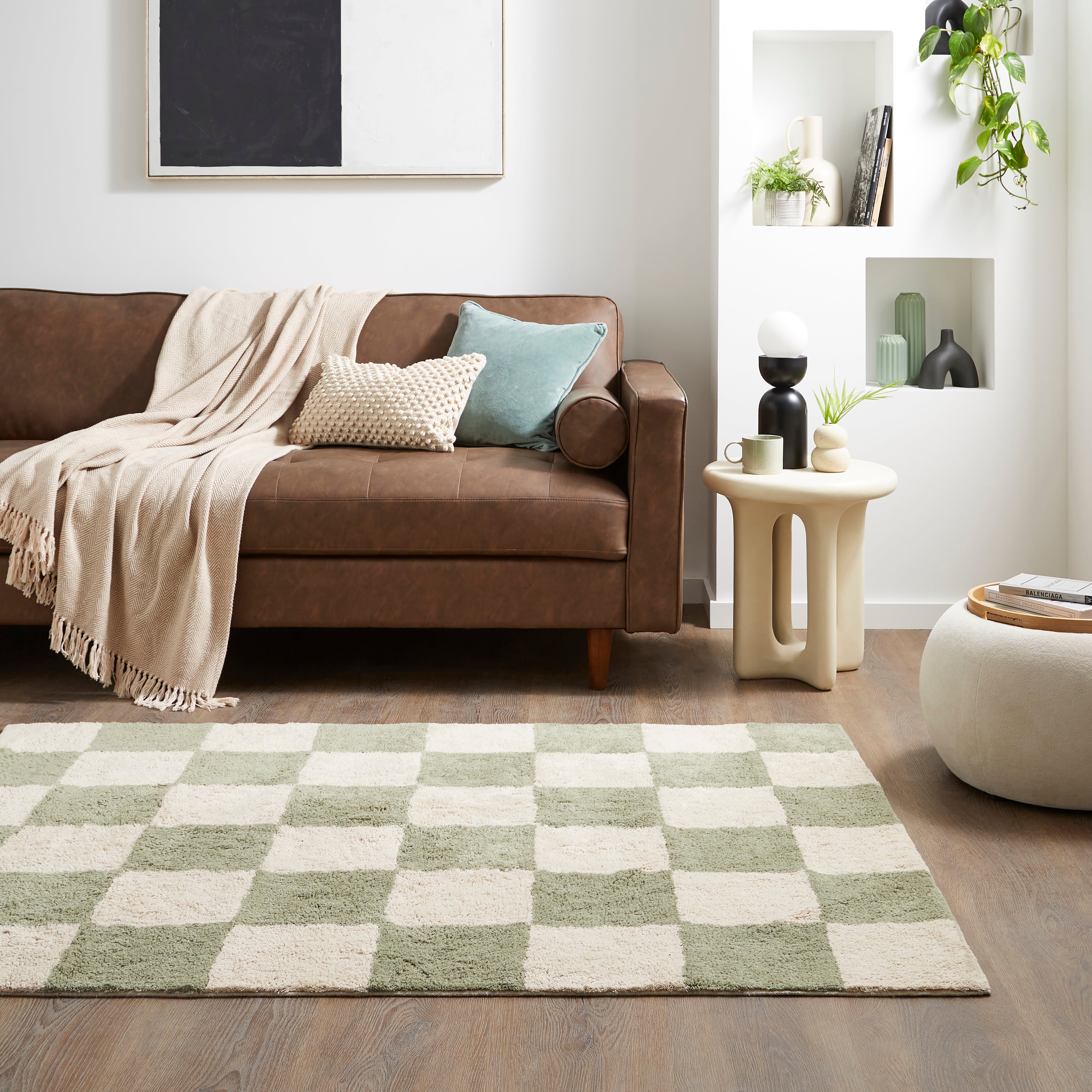 Checkerboard Rug Sage