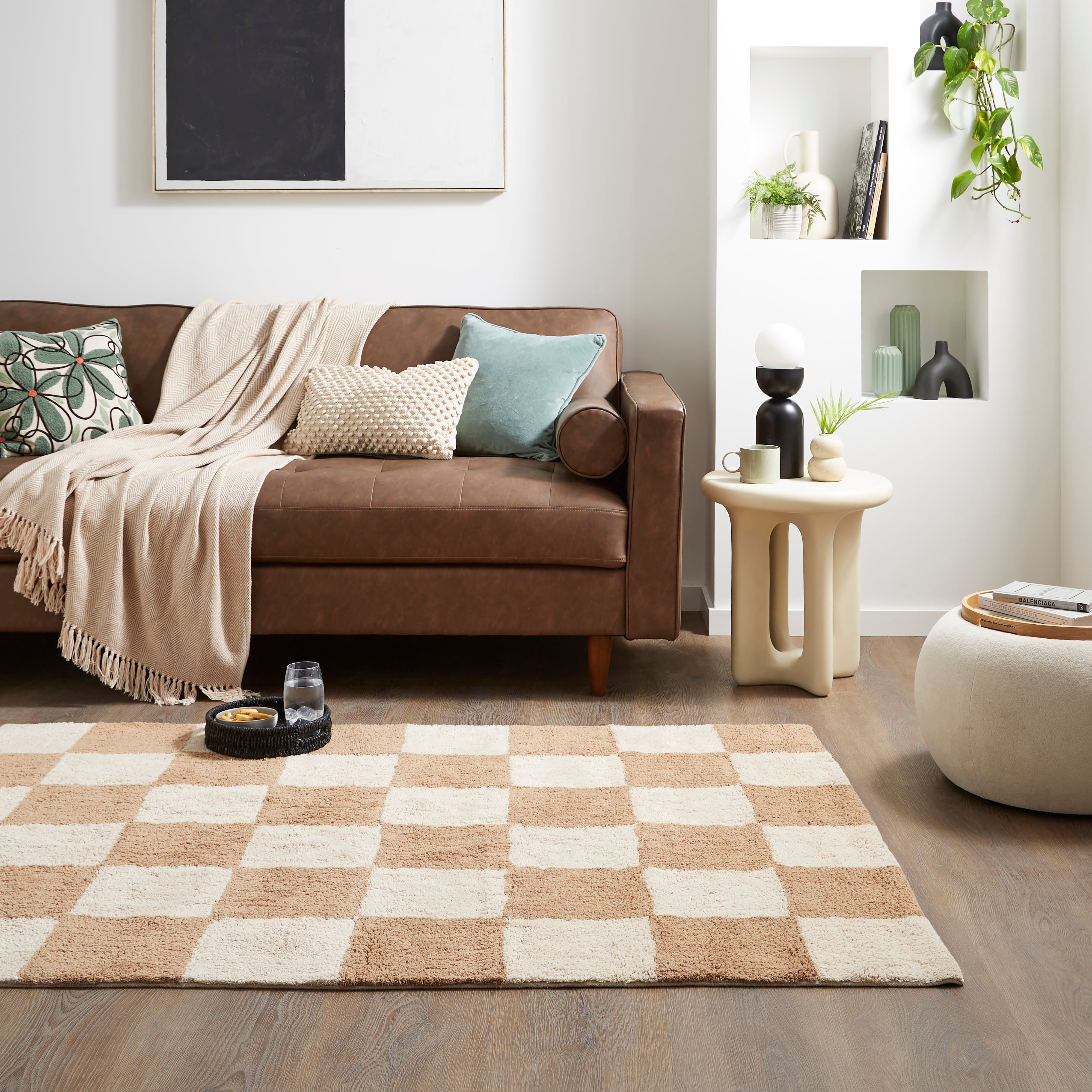 Checkerboard Rug Natural