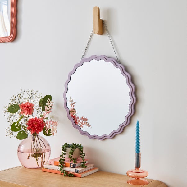 Wavy Round Hanging Wall Mirror image 1 of 3
