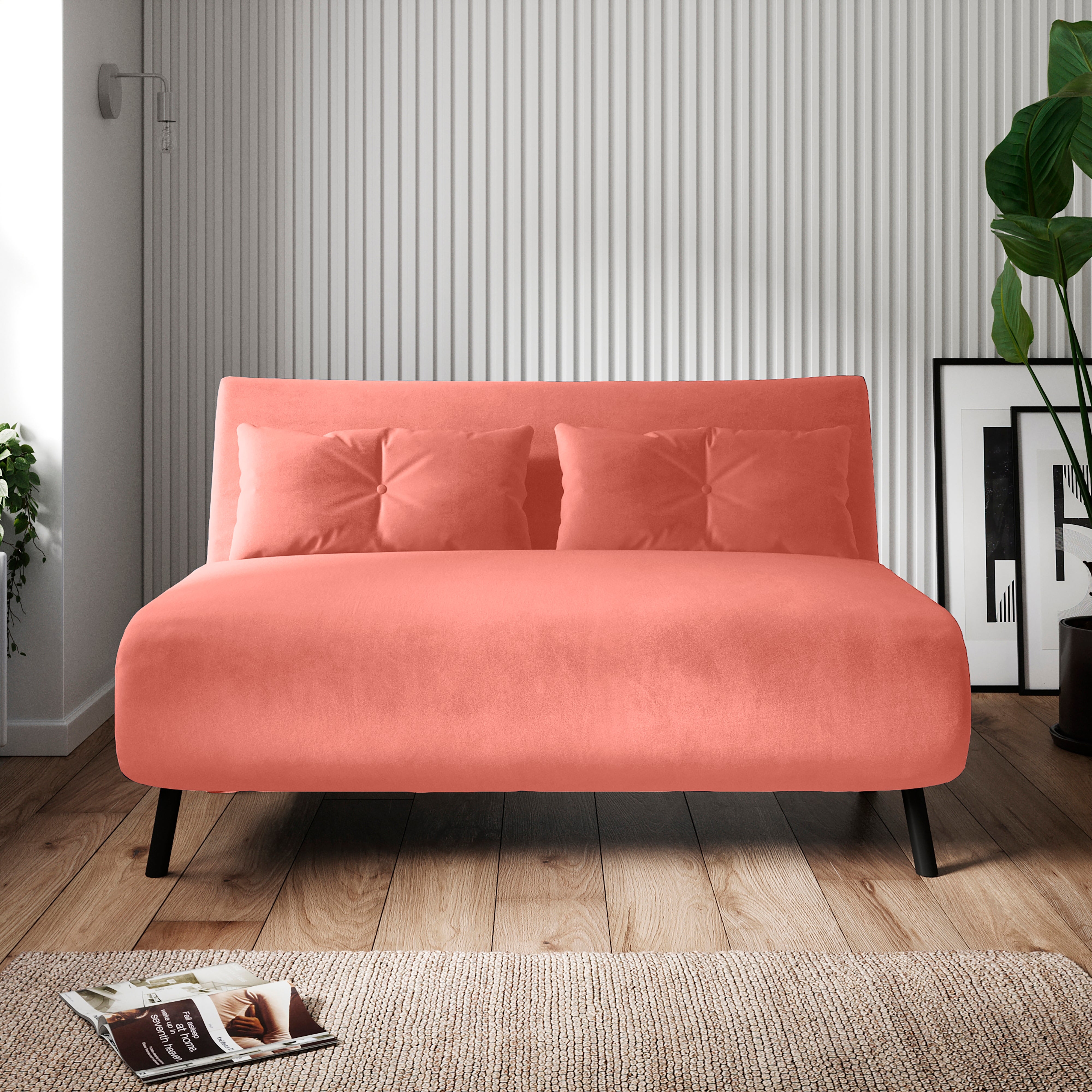 Phoebe Double Velvet Sofa Bed Pink