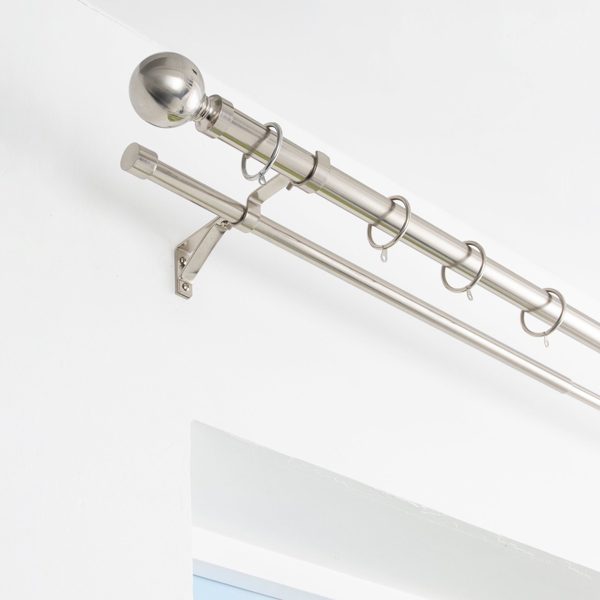 Ashton Double Layer Extendable Metal Curtain Pole with Rings