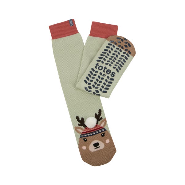 totes Toasties Single Reindeer Original Slipper Socks image 1 of 4