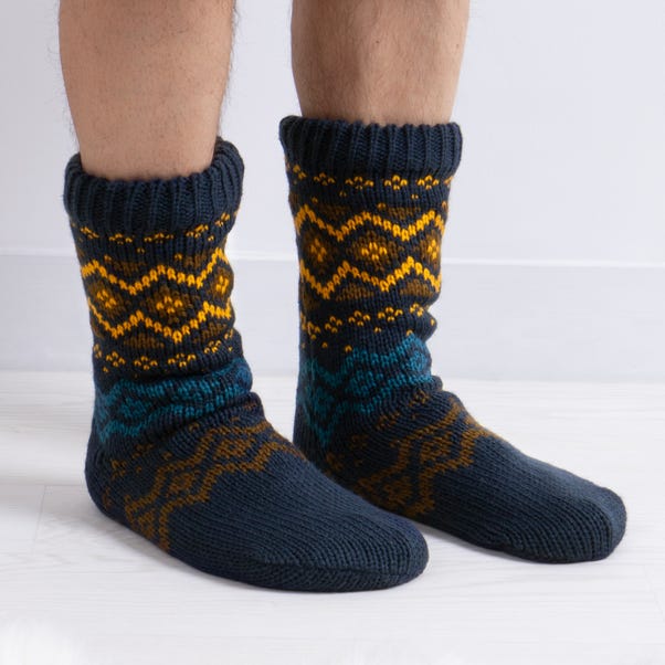 totes Fair Isle Slipper Socks With Fleece Lining image 1 of 5
